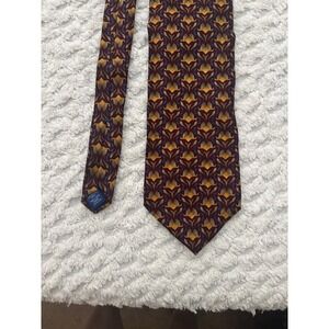 Artisphere Charles Vinson Men Silk Tie Burgundy Gold Geometric Abstract USA Made